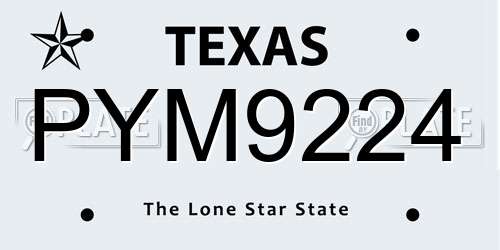 PYM9224 Texas License Plate