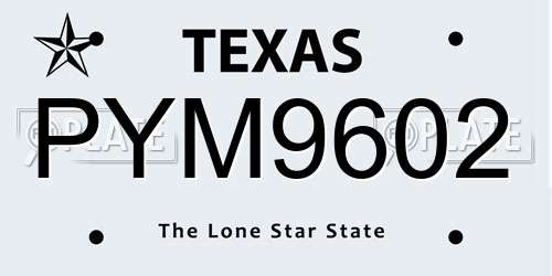 PYM9602 Texas License Plate