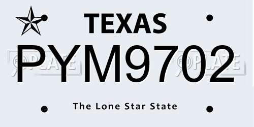 PYM9702 Texas License Plate