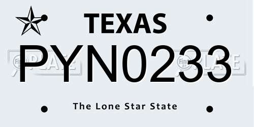 PYN0233 Texas License Plate