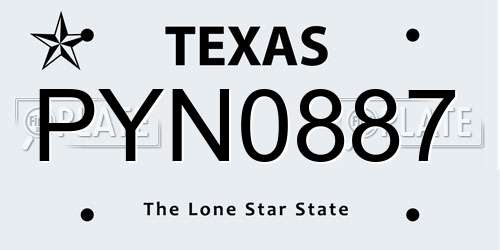 PYN0887 Texas License Plate