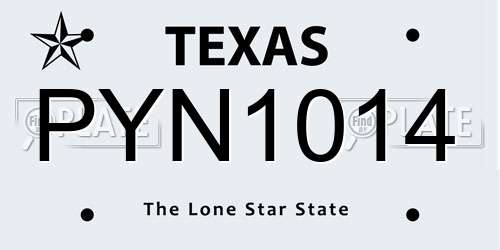 PYN1014 Texas License Plate