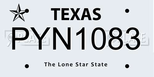 PYN1083 Texas License Plate