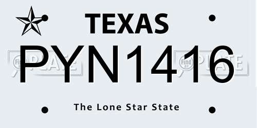 PYN1416 Texas License Plate