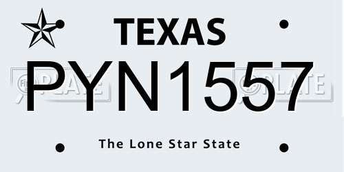 PYN1557 Texas License Plate