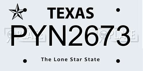 PYN2673 Texas License Plate