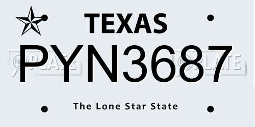 PYN3687 Texas License Plate