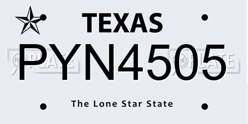PYN4505 Texas License Plate