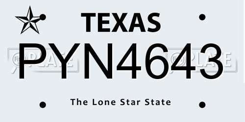 PYN4643 Texas License Plate