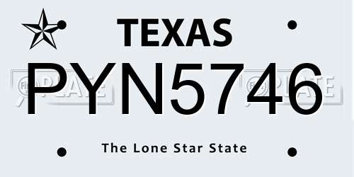 PYN5746 Texas License Plate