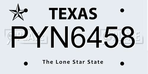 PYN6458 Texas License Plate