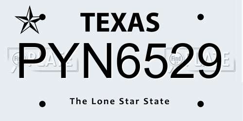 PYN6529 Texas License Plate