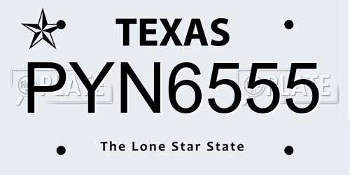 PYN6555 Texas License Plate
