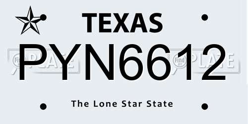 PYN6612 Texas License Plate