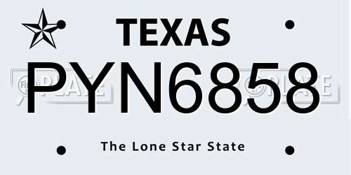 PYN6858 Texas License Plate
