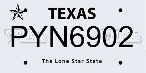 PYN6902 Texas License Plate