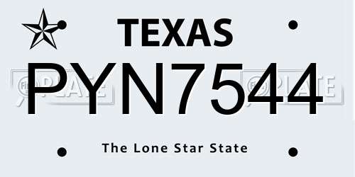 PYN7544 Texas License Plate