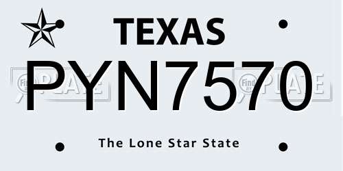 PYN7570 Texas License Plate