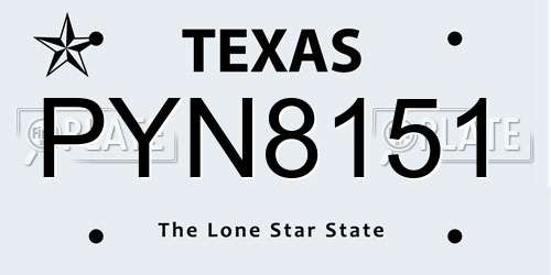 PYN8151 Texas License Plate