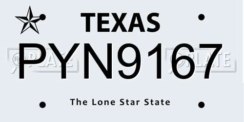 PYN9167 Texas License Plate