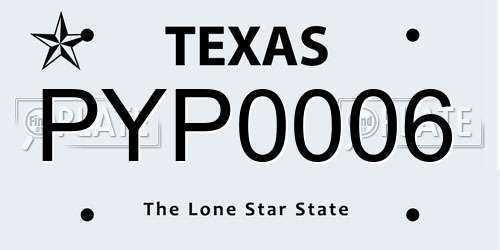 PYP0006 Texas License Plate