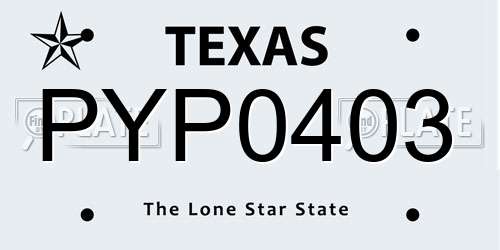PYP0403 Texas License Plate