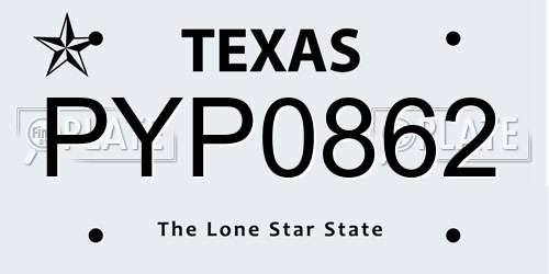 PYP0862 Texas License Plate