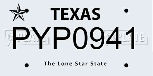 PYP0941 Texas License Plate