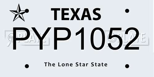 PYP1052 Texas License Plate