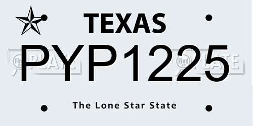 PYP1225 Texas License Plate