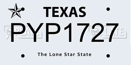 PYP1727 Texas License Plate