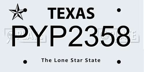 PYP2358 Texas License Plate