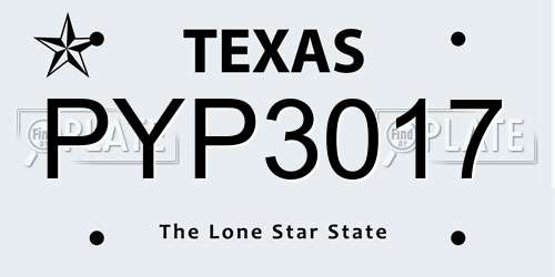 PYP3017 Texas License Plate