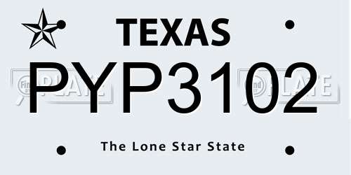 PYP3102 Texas License Plate