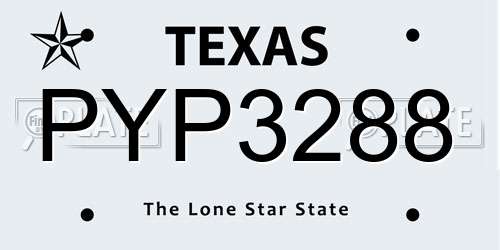 PYP3288 Texas License Plate