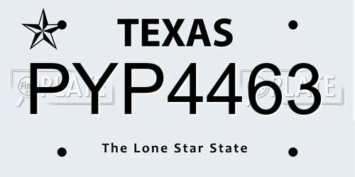 PYP4463 Texas License Plate