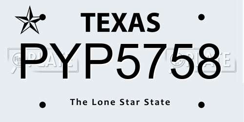 PYP5758 Texas License Plate