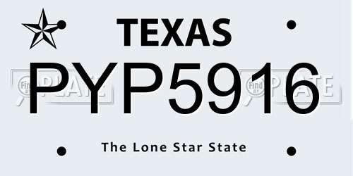 PYP5916 Texas License Plate