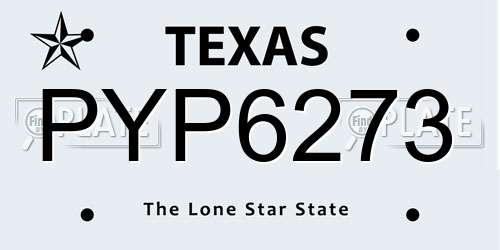 PYP6273 Texas License Plate