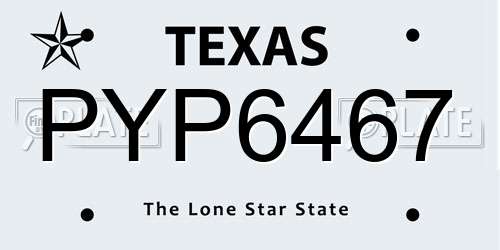 PYP6467 Texas License Plate