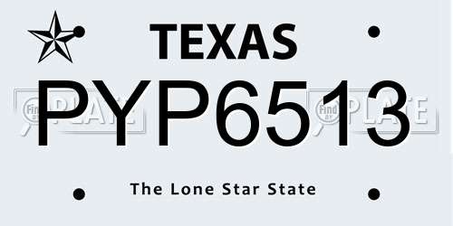 PYP6513 Texas License Plate