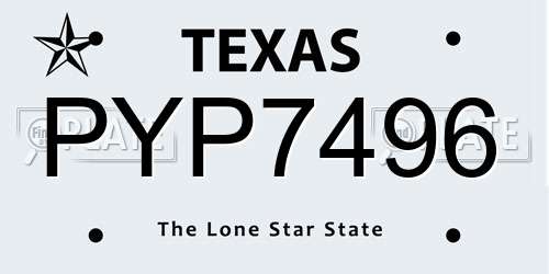 PYP7496 Texas License Plate