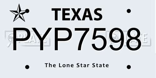 PYP7598 Texas License Plate