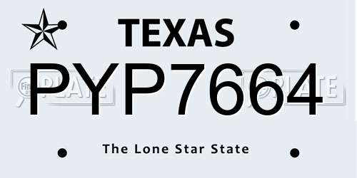 PYP7664 Texas License Plate