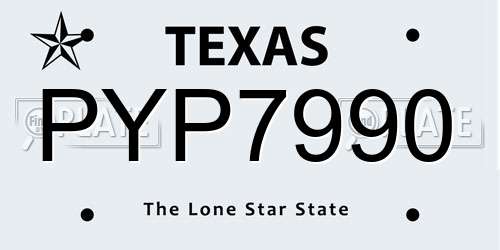 PYP7990 Texas License Plate