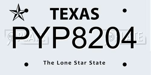 PYP8204 Texas License Plate
