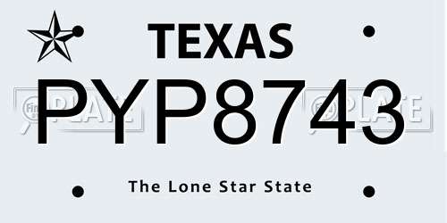 PYP8743 Texas License Plate