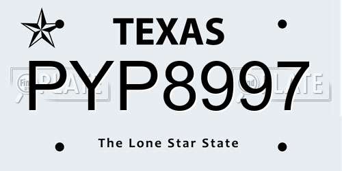 PYP8997 Texas License Plate