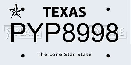 PYP8998 Texas License Plate