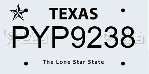 PYP9238 Texas License Plate